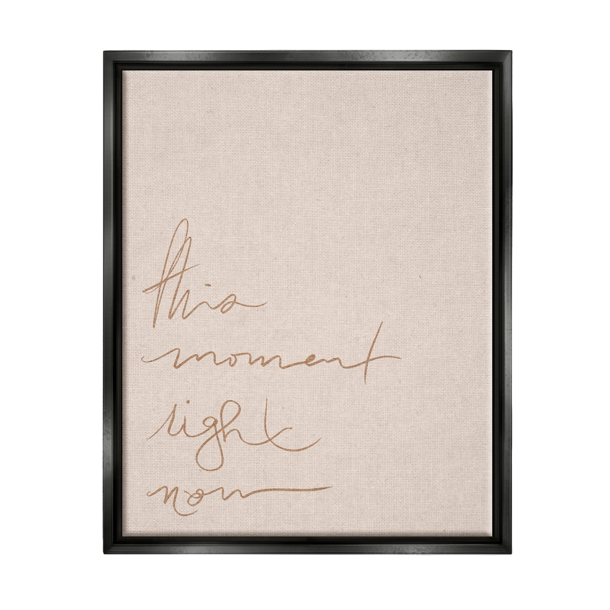 Stupell This Moment Right Now Minimal Phrase Inspirational Painting Black Floater Framed Art Print Wall Art