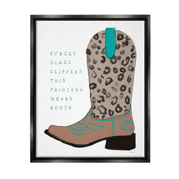 Stupell This Princess Wears Boots Cowgirl Beauty & Fashion Painting Black Floater Framed Art Print Wall Art