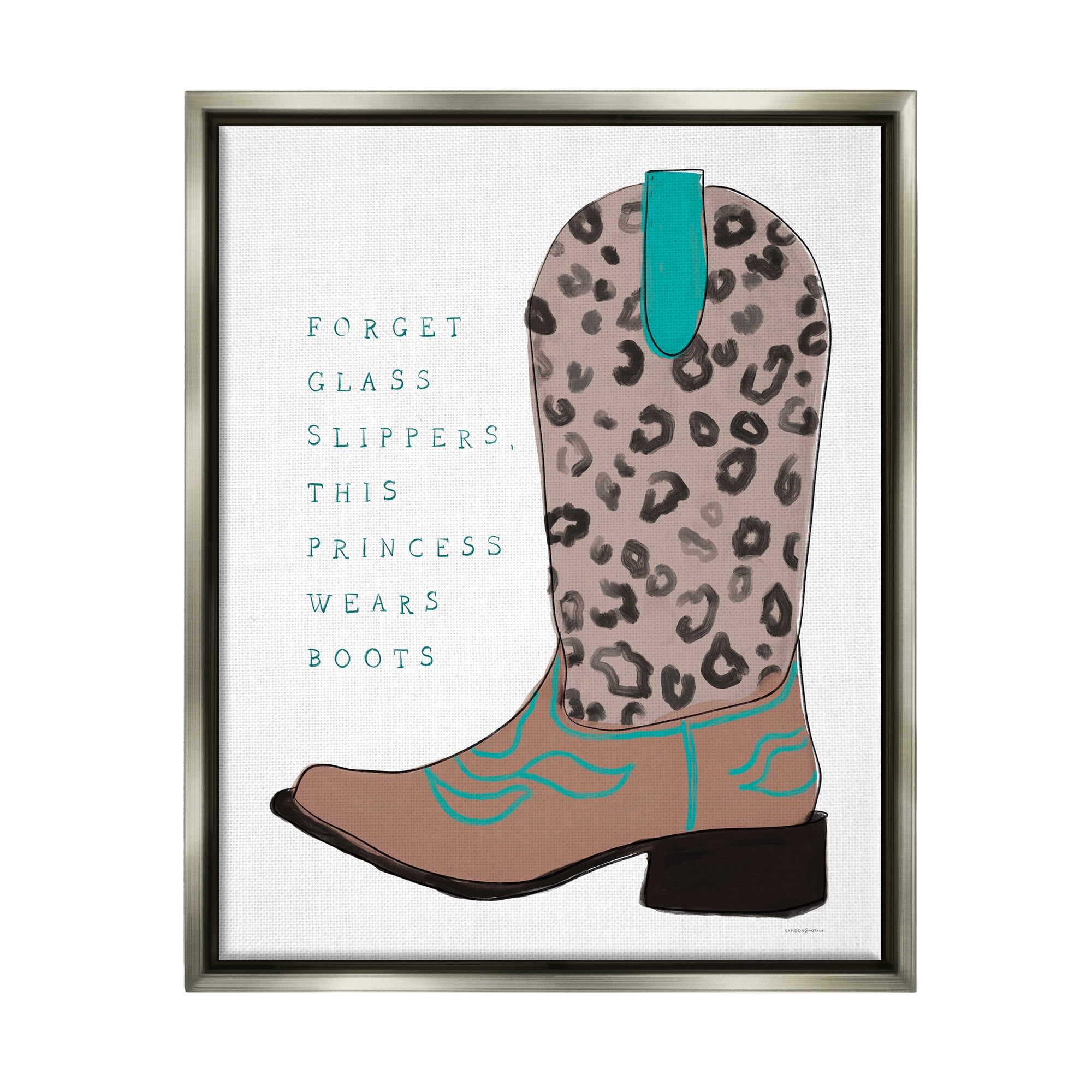 Stupell This Princess Wears Boots Cowgirl Beauty & Fashion Painting Gray Floater Framed Art Print Wall Art