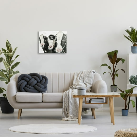 Stupell Three Cows Farm Portrait Trio Animals & Insects Painting Gallery Wrapped Canvas Print Wall Art