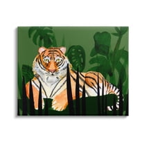 Stupell Tiger Tropical Plants Nature Animals & Insects Painting Gallery Wrapped Canvas Print Wall Art