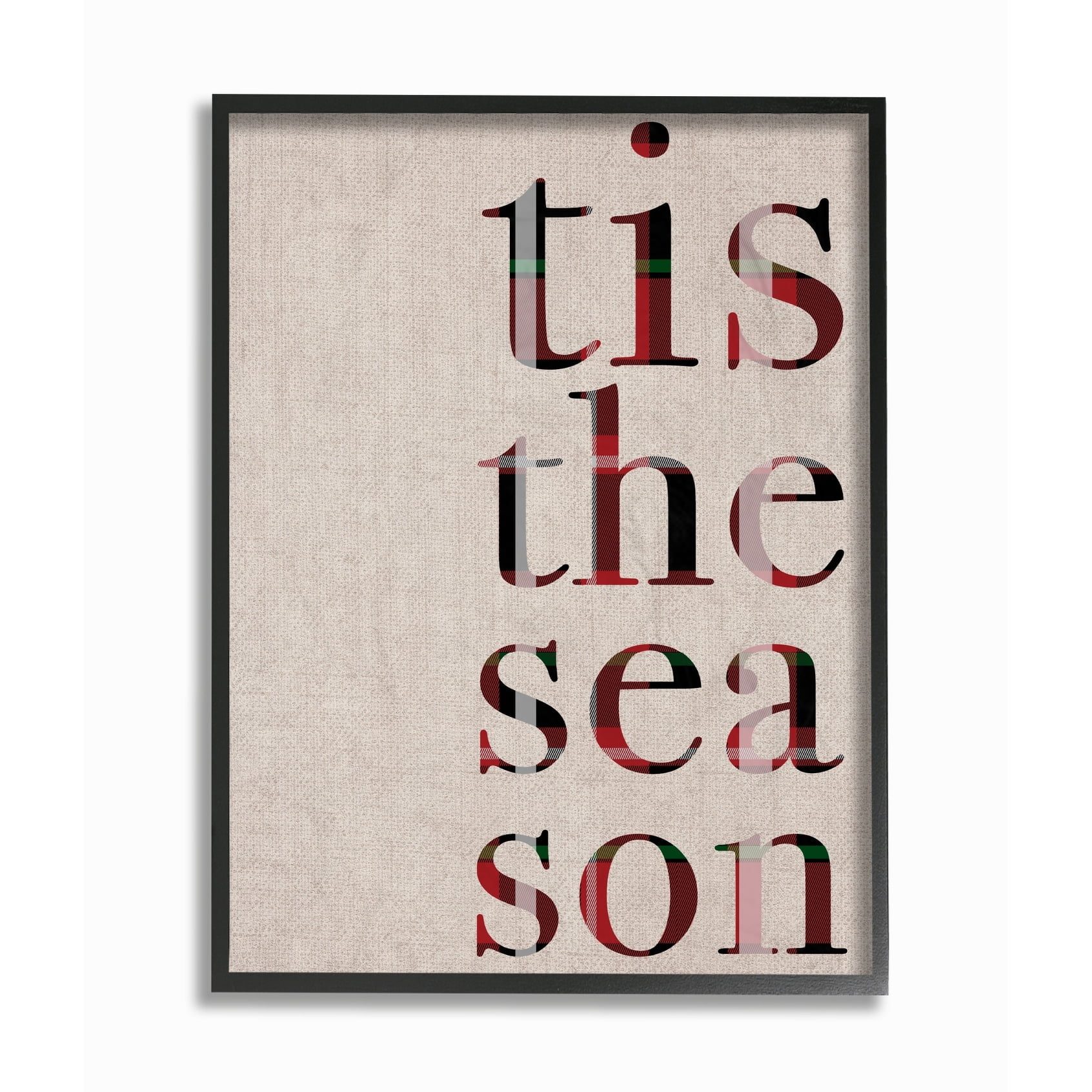 The Stupell Home Decor Collection Tis The Season Typography Framed Giclee Texturized Art, 11 x 1.5 x 14