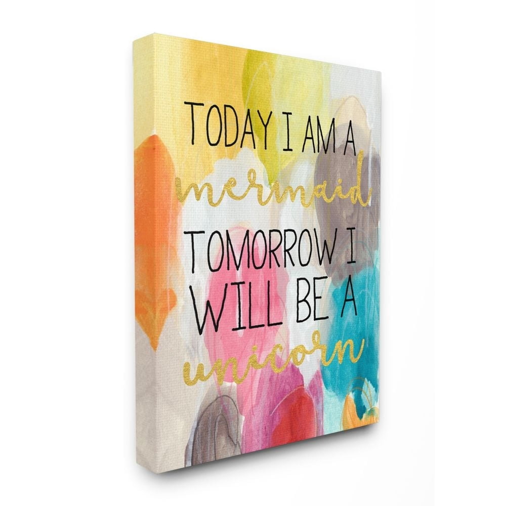 Stupell 'Today Mermaid Tomorrow Unicorn' Stretched Canvas Wall Art 16 x 20