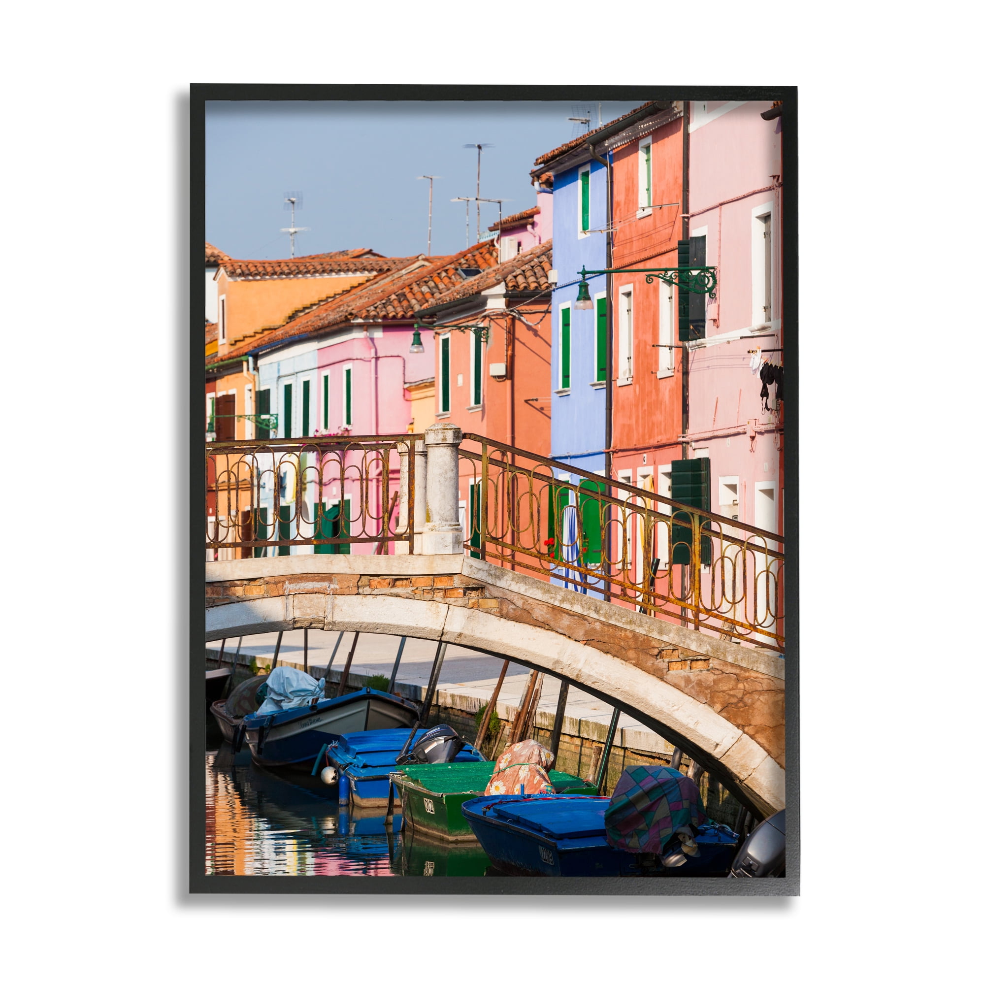 Stupell Town River Canal Boats Scenery Transportation Photography Black Framed Art Print Wall Art