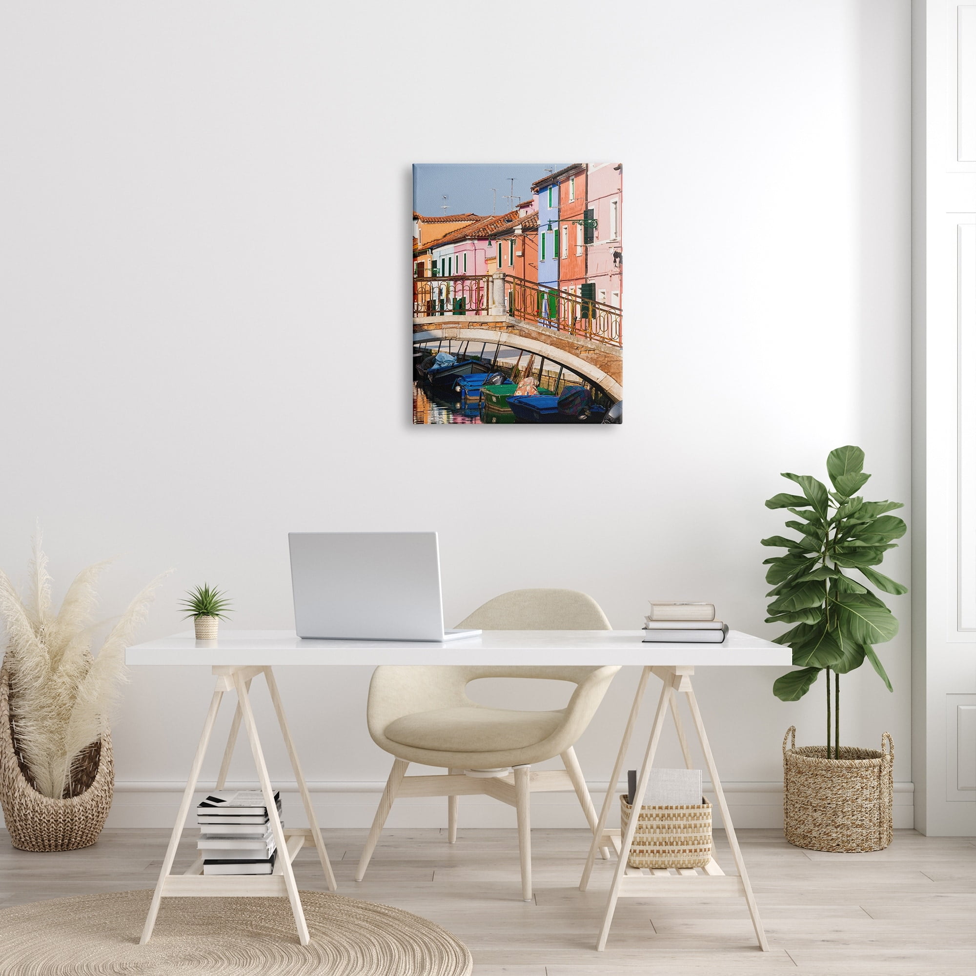 Stupell Town River Canal Boats Scenery Transportation Photography Gallery Wrapped Canvas Print Wall Art