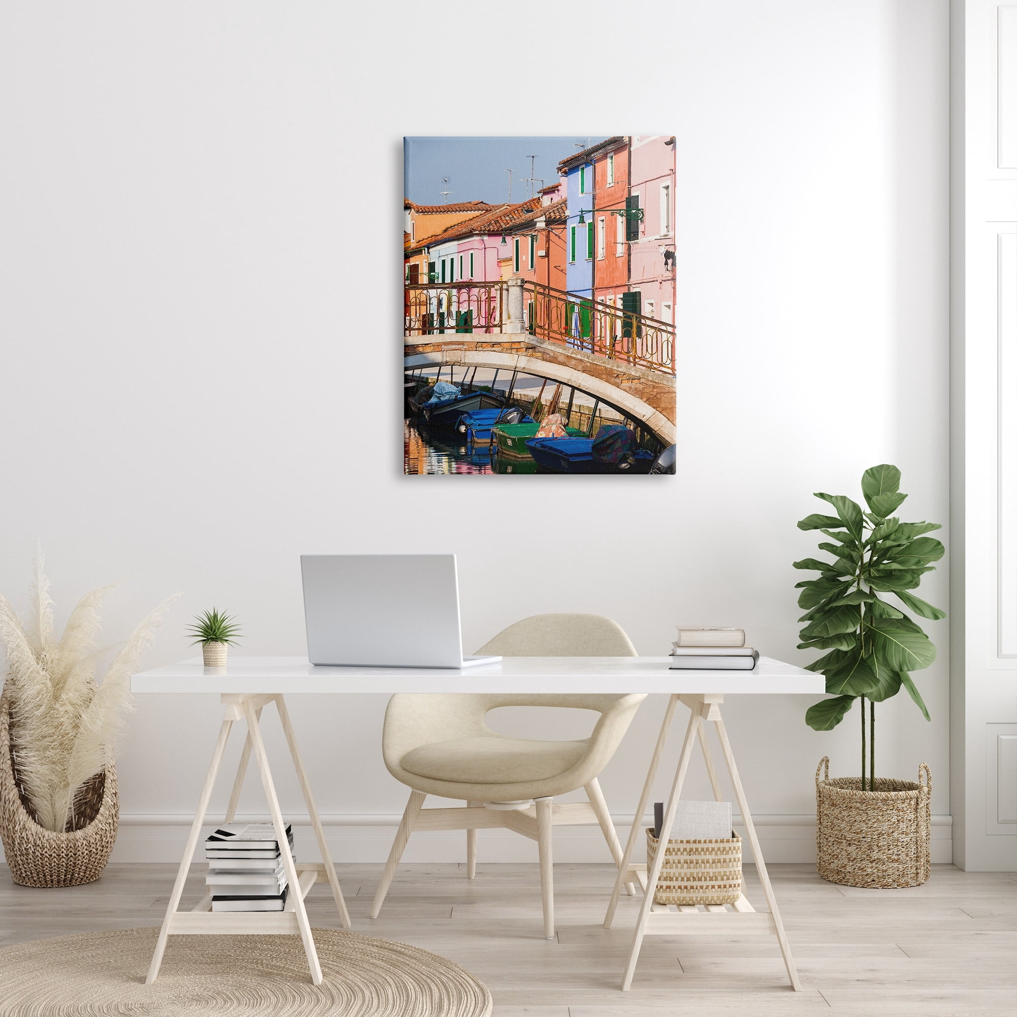 Stupell Town River Canal Boats Scenery Transportation Photography Gallery Wrapped Canvas Print Wall Art