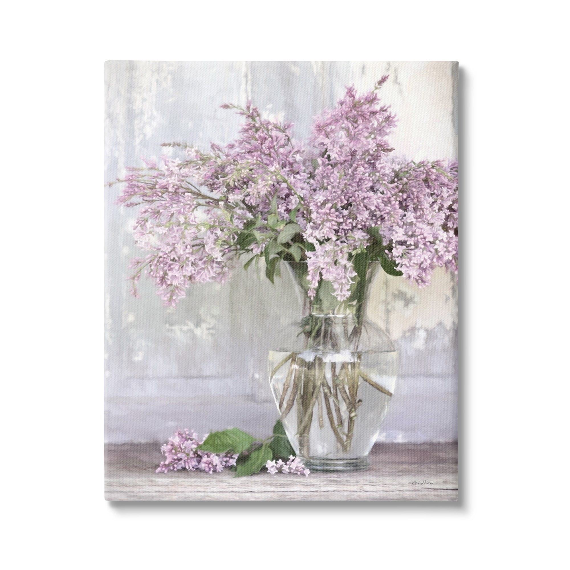 Stupell Tranquil Lilac Flower Vase Botanical & Floral Painting Gallery Wrapped Canvas Print Wall Art