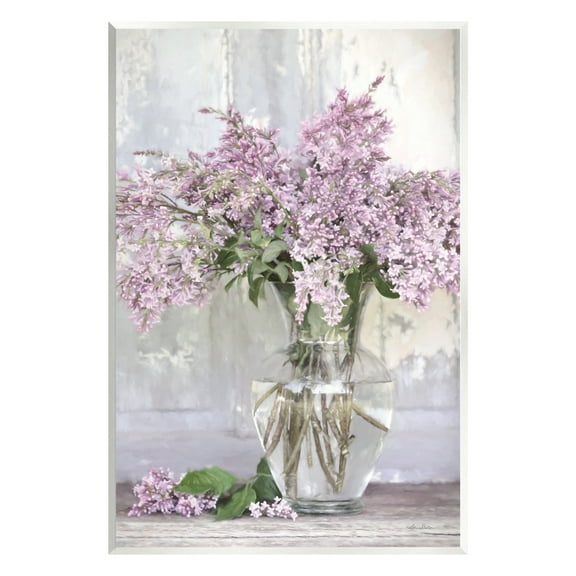 Stupell Tranquil Lilac Flower Vase Botanical & Floral Painting Wall Plaque Unframed Art Print Wall Art