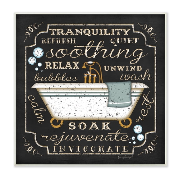 Stupell IndustriesTranquility Tub Icon Textual Bathroom Art Wall Plaqueby Jennifer Pugh