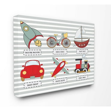 Stupell  'Transportation Icons and Noises' Stretched Canvas Wall Art 24 x 30