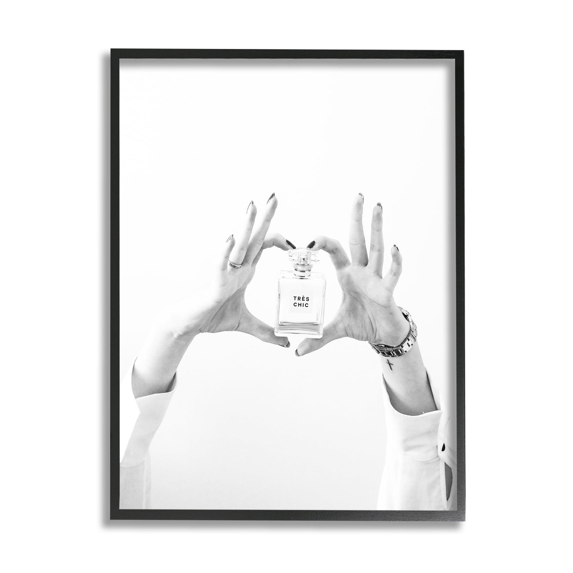 Stupell Tres Chic Heart Glam Perfume Beauty & Fashion Photography Black Framed Art Print Wall Art