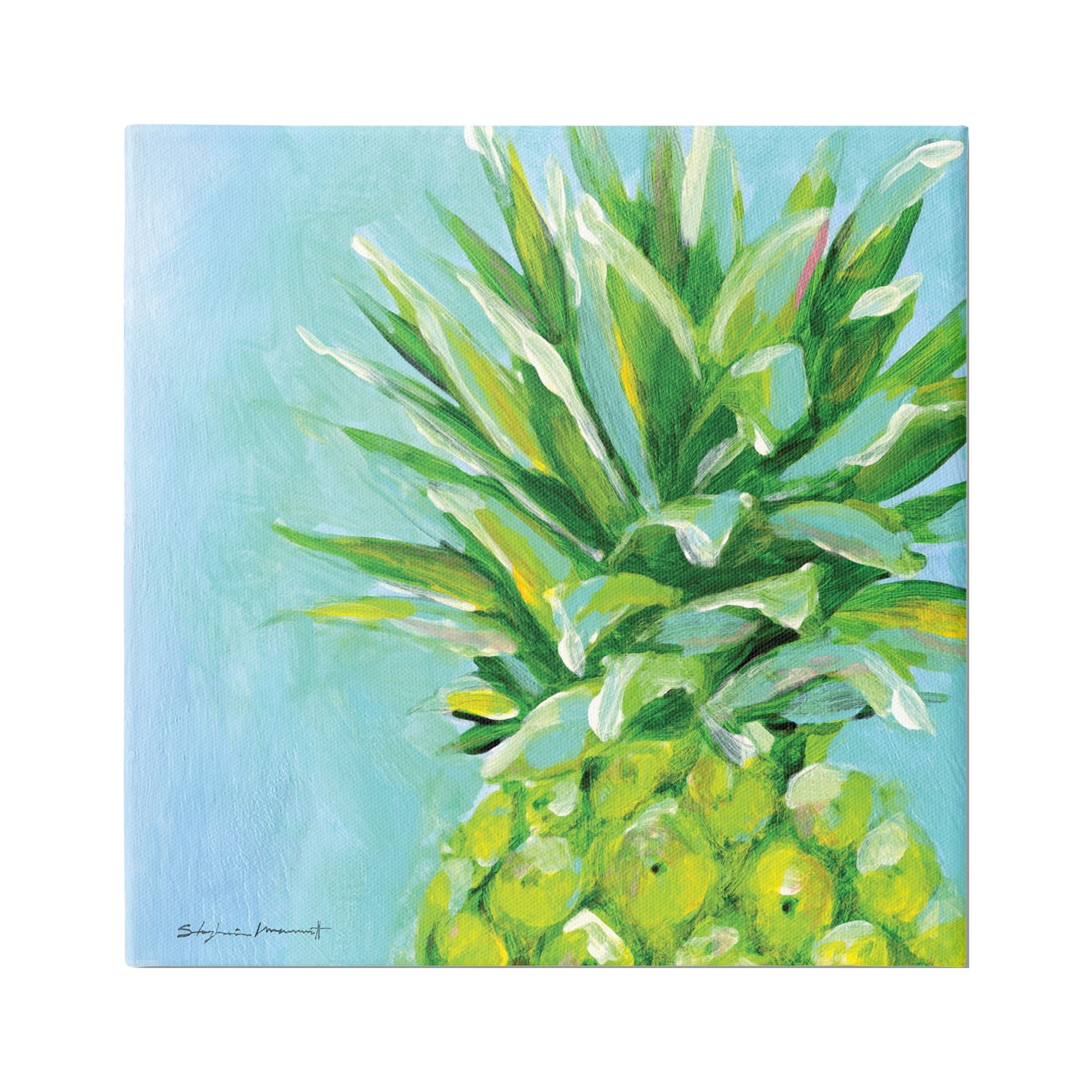 Tropical Blue Pineapple Canvas Wall Art, 17 x 17