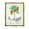 thumbnail image 1 of Stupell Tropical Dolphins Bathroom Tub Animals & Insects Painting Gold Floater Framed Art Print Wall Art, 1 of 6