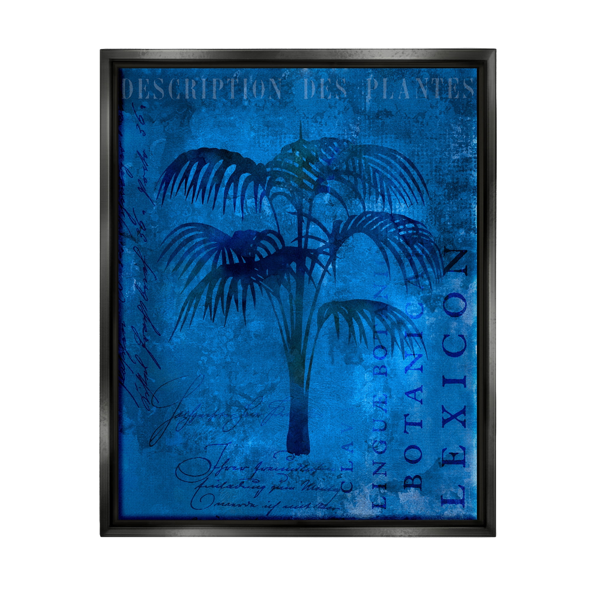 Stupell Tropical Palm Plant Collage Landscape Painting Black Floater Framed Art Print Wall Art