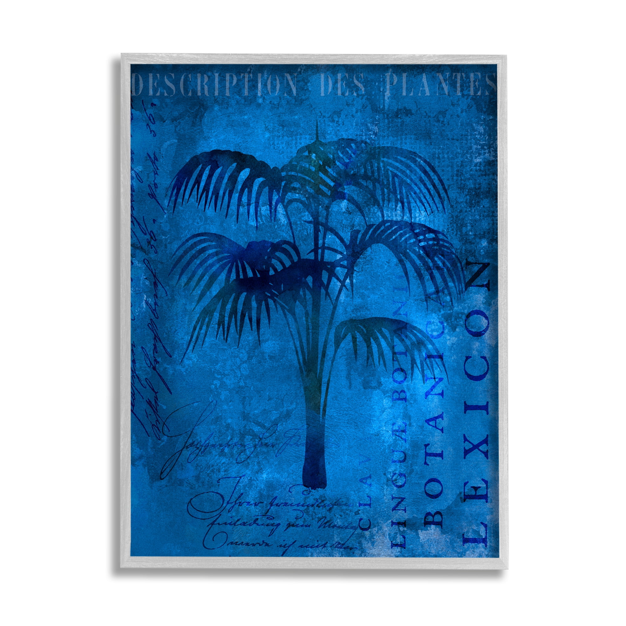 Stupell Tropical Palm Plant Collage Landscape Painting Gray Framed Art Print Wall Art