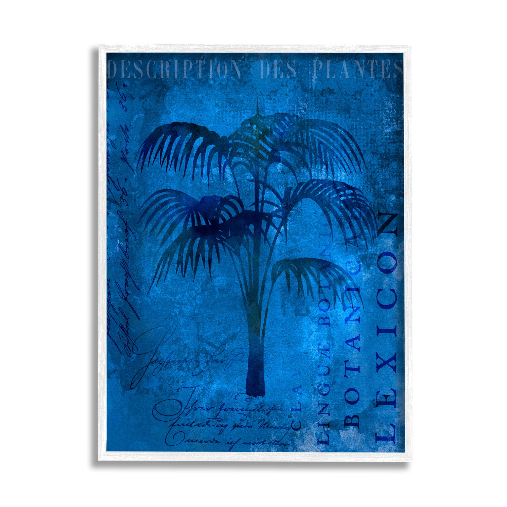 Stupell Tropical Palm Plant Collage Landscape Painting White Framed Art Print Wall Art