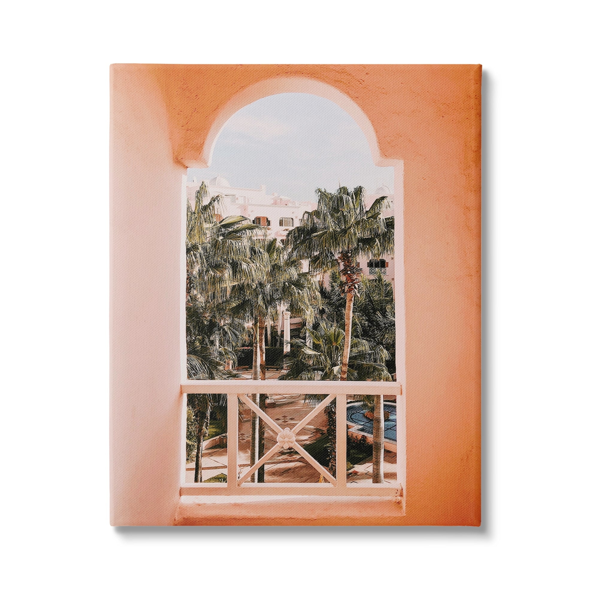 Stupell Tropical Palm Trees Window View Landscape Photography Gallery Wrapped Canvas Print Wall Art
