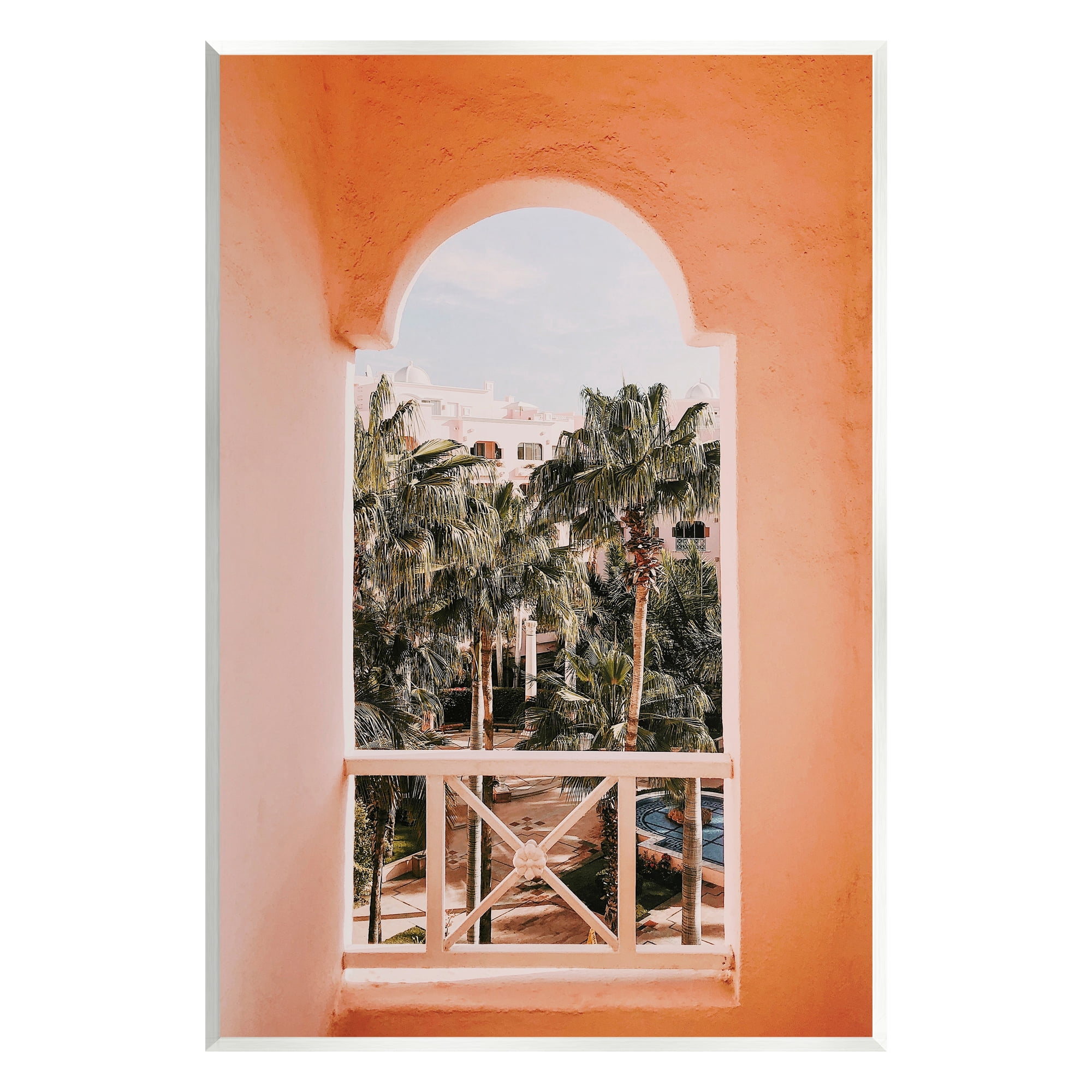 Stupell Tropical Palm Trees Window View Landscape Photography Wall Plaque Unframed Art Print Wall Art
