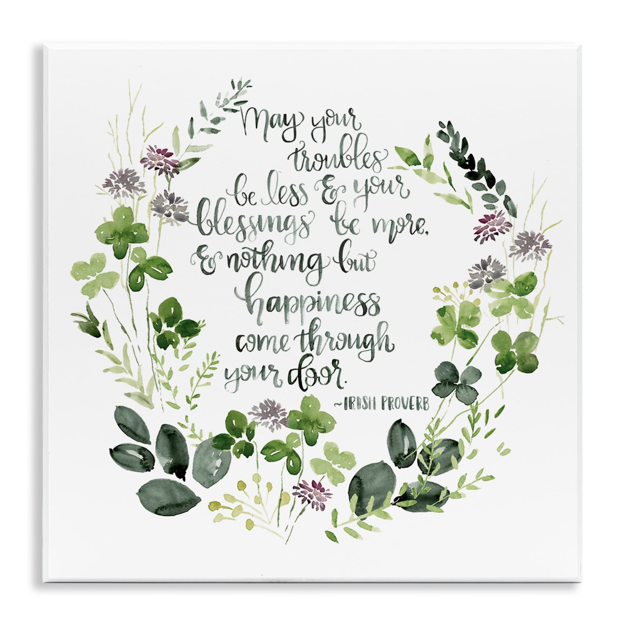 Stupell Industries Troubles Be Less Irish Proverbs Wildflower Wreath,12 x 12,Designed by Jennifer Paxton Parker