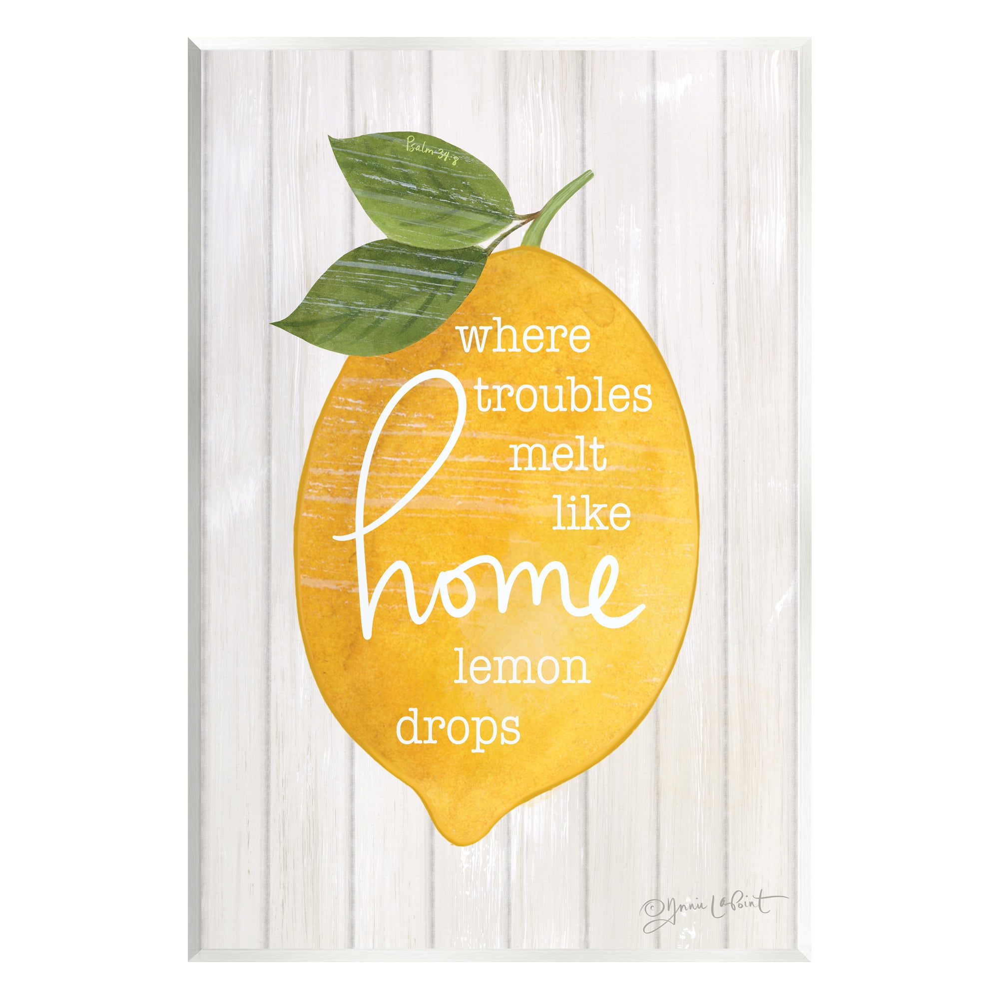 Rustic Yellow Lemon Drop Wood Wall Plaque, 10" x 15"