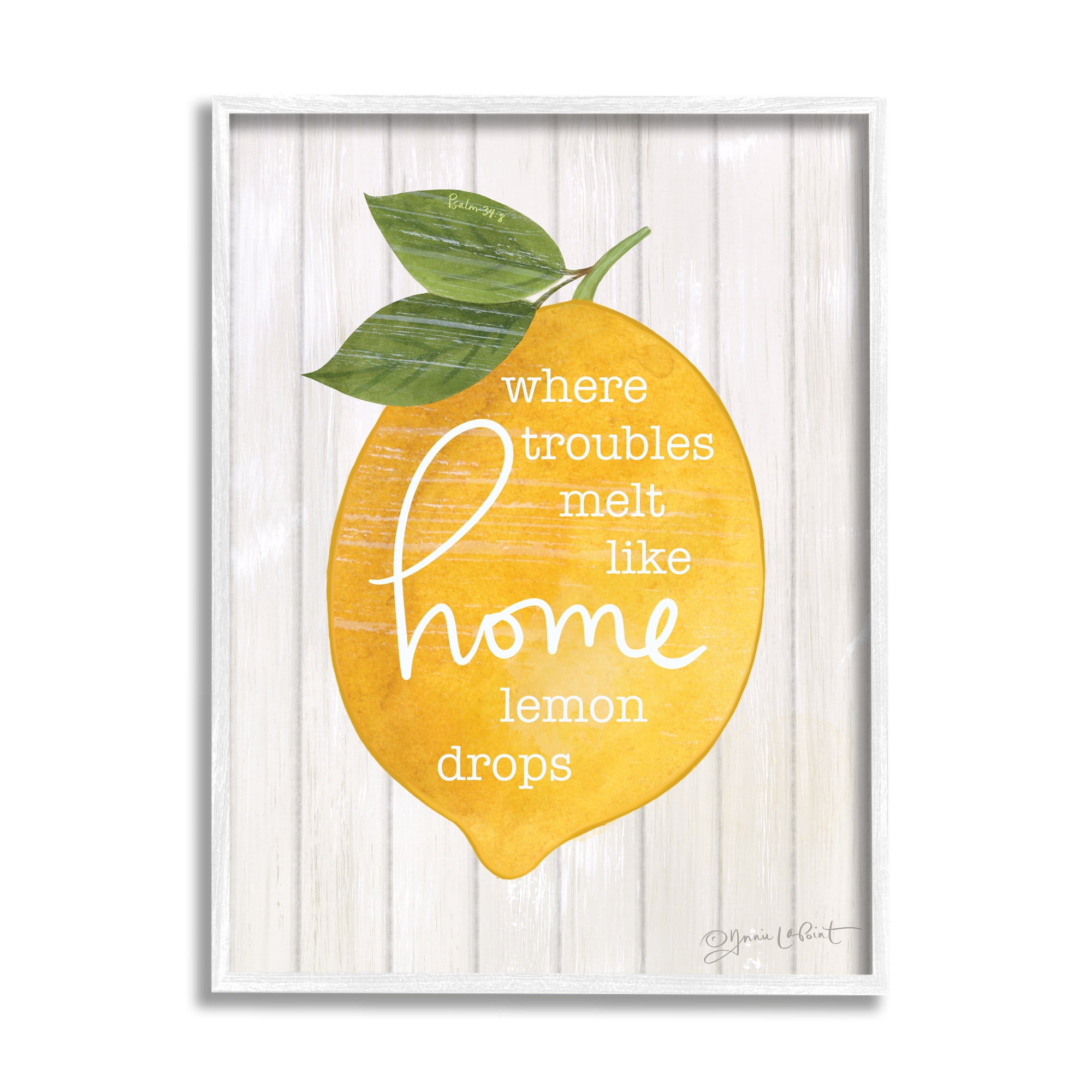 Stupell Troubles Melt Like Lemon Drops Sign Food & Beverage Painting White Framed Art Print Wall Art