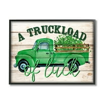 Stupell Truckload Of Luck St Patrick's Day Farmhouse Holiday Painting Black Framed Art Print Wall Art