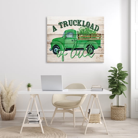 Stupell Truckload Of Luck St Patrick's Day Farmhouse Holiday Painting Gallery Wrapped Canvas Print Wall Art