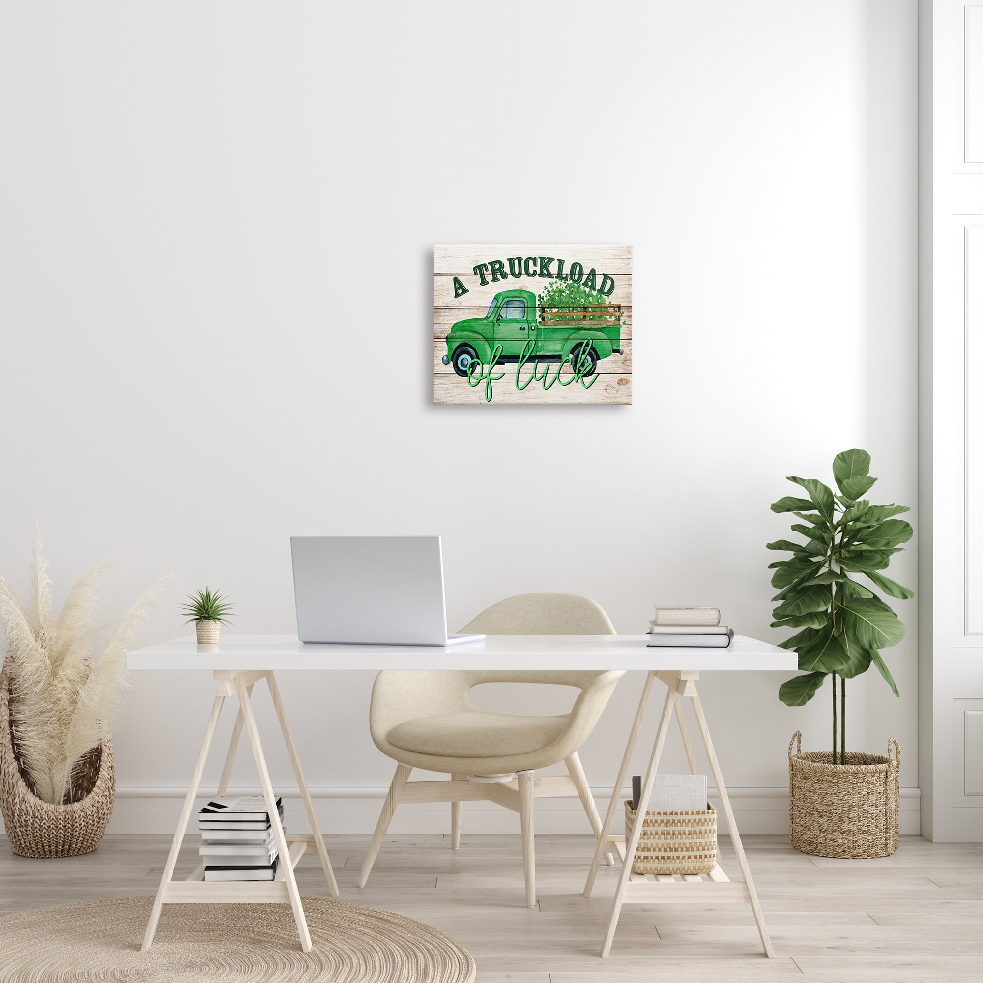 Stupell Truckload Of Luck St Patrick's Day Farmhouse Holiday Painting Gallery Wrapped Canvas Print Wall Art