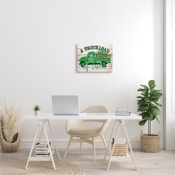 Stupell Truckload Of Luck St Patrick's Day Farmhouse Holiday Painting Gallery Wrapped Canvas Print Wall Art