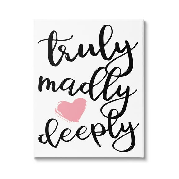 Stupell Truly Madly Deeply Romantic Heart Holiday Painting Gallery Wrapped Canvas Print Wall Art