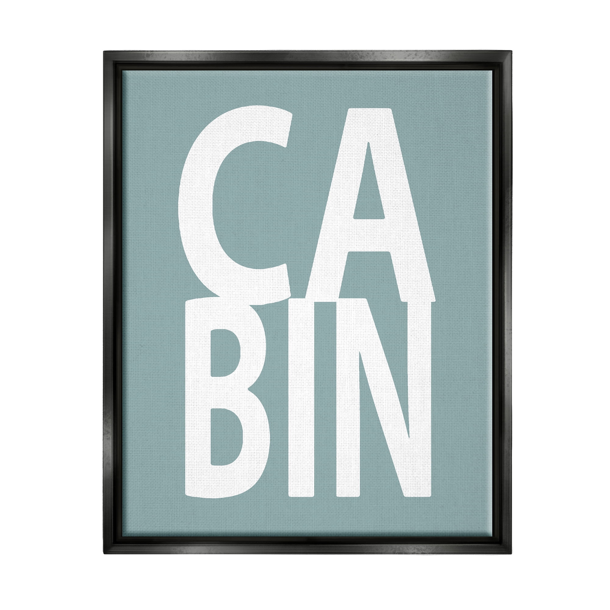 Stupell Turquoise Cabin Letters Typography Inspirational Painting Black Floater Framed Art Print Wall Art