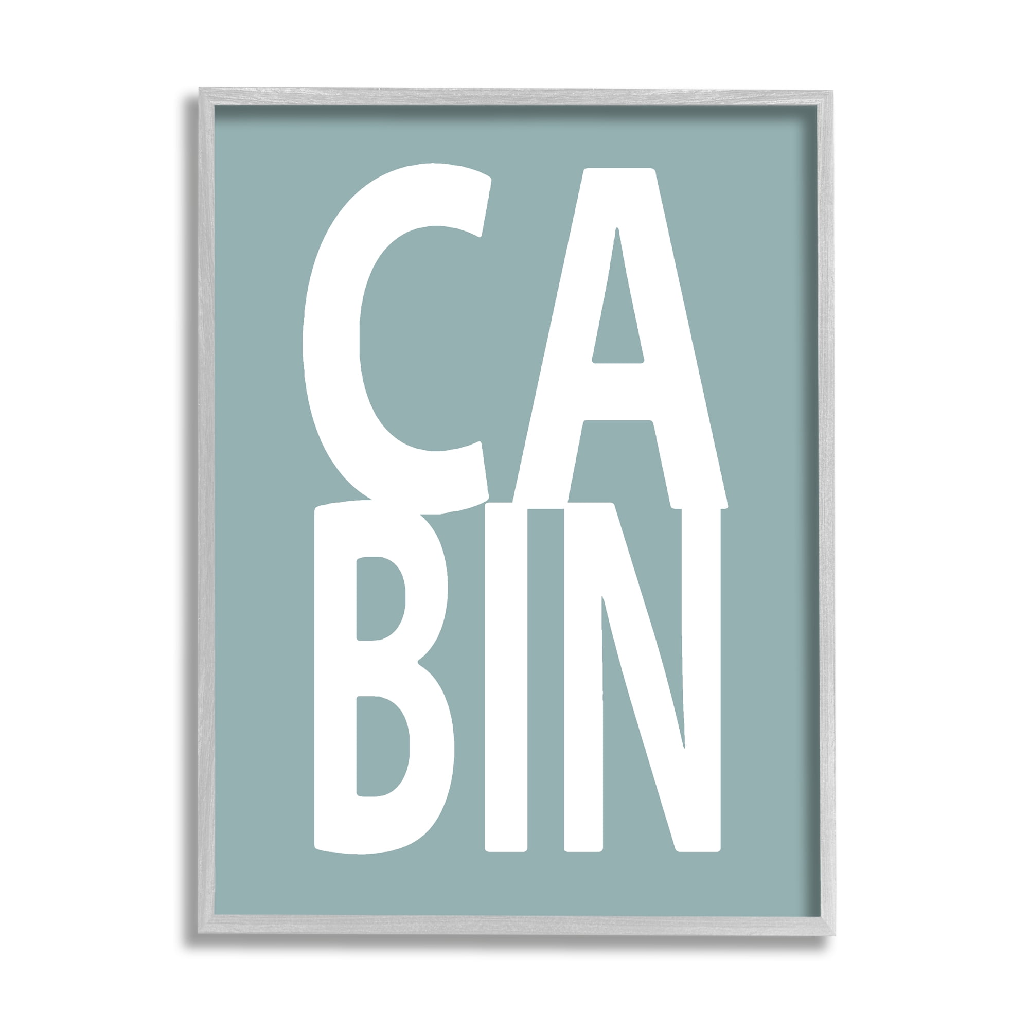 Stupell Turquoise Cabin Letters Typography Inspirational Painting Gray Framed Art Print Wall Art