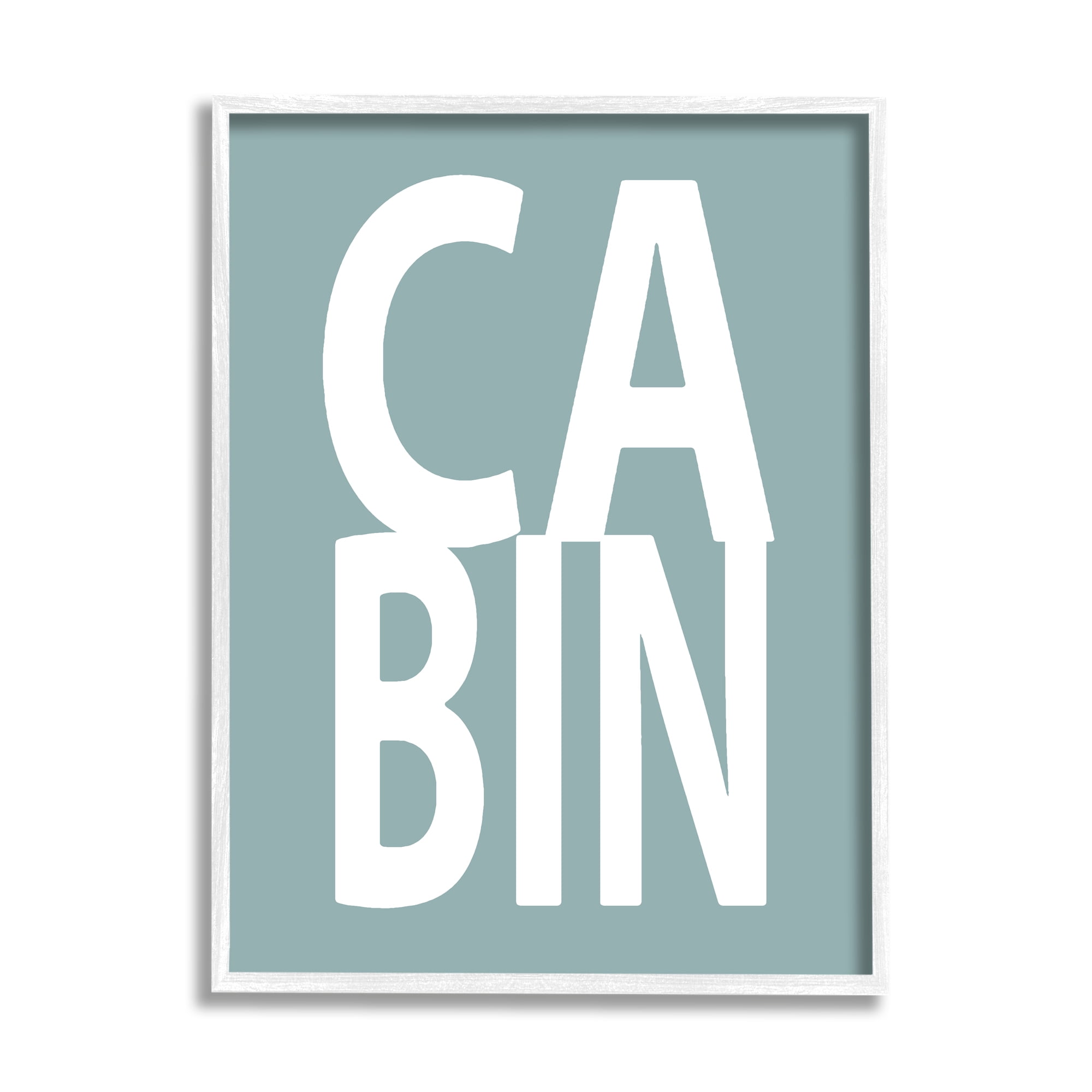 Stupell Turquoise Cabin Letters Typography Inspirational Painting White Framed Art Print Wall Art