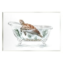 Stupell Turtle Swimming Bathroom Tub Animals & Insects Painting Wall Plaque Unframed Art Print Wall Art