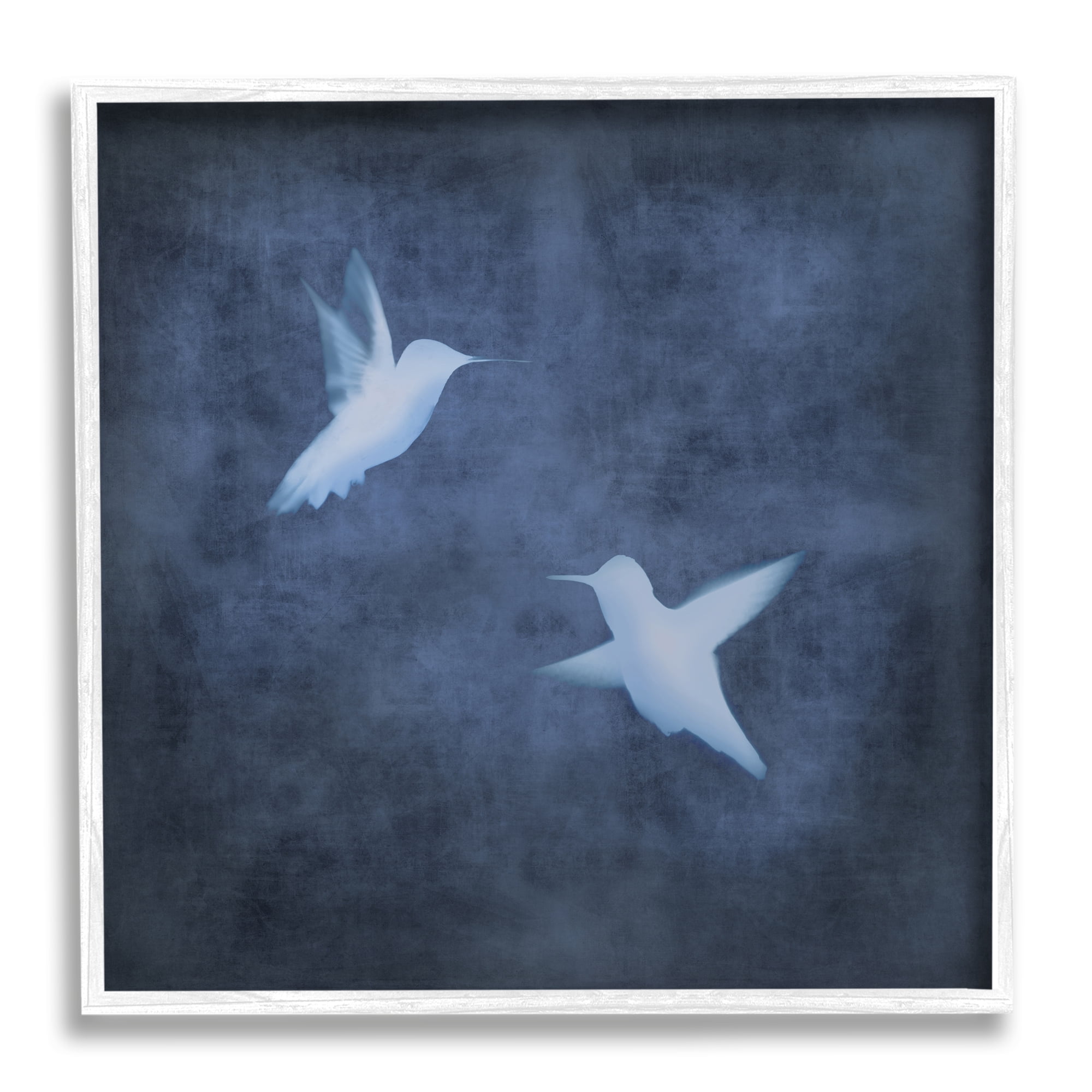 Stupell Two Birds Blue Abstract Silhouettes Animals & Insects Painting White Framed Art Print Wall Art