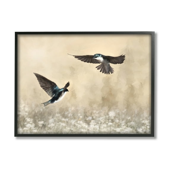 Stupell Two Birds Flying Nature Wildlife Animals & Insects Photography Black Framed Art Print Wall Art