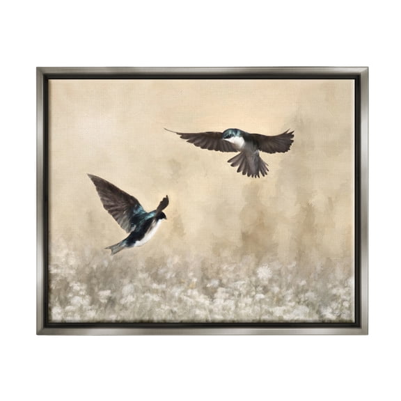 Stupell Two Birds Flying Nature Wildlife Animals & Insects Photography Gray Floater Framed Art Print Wall Art
