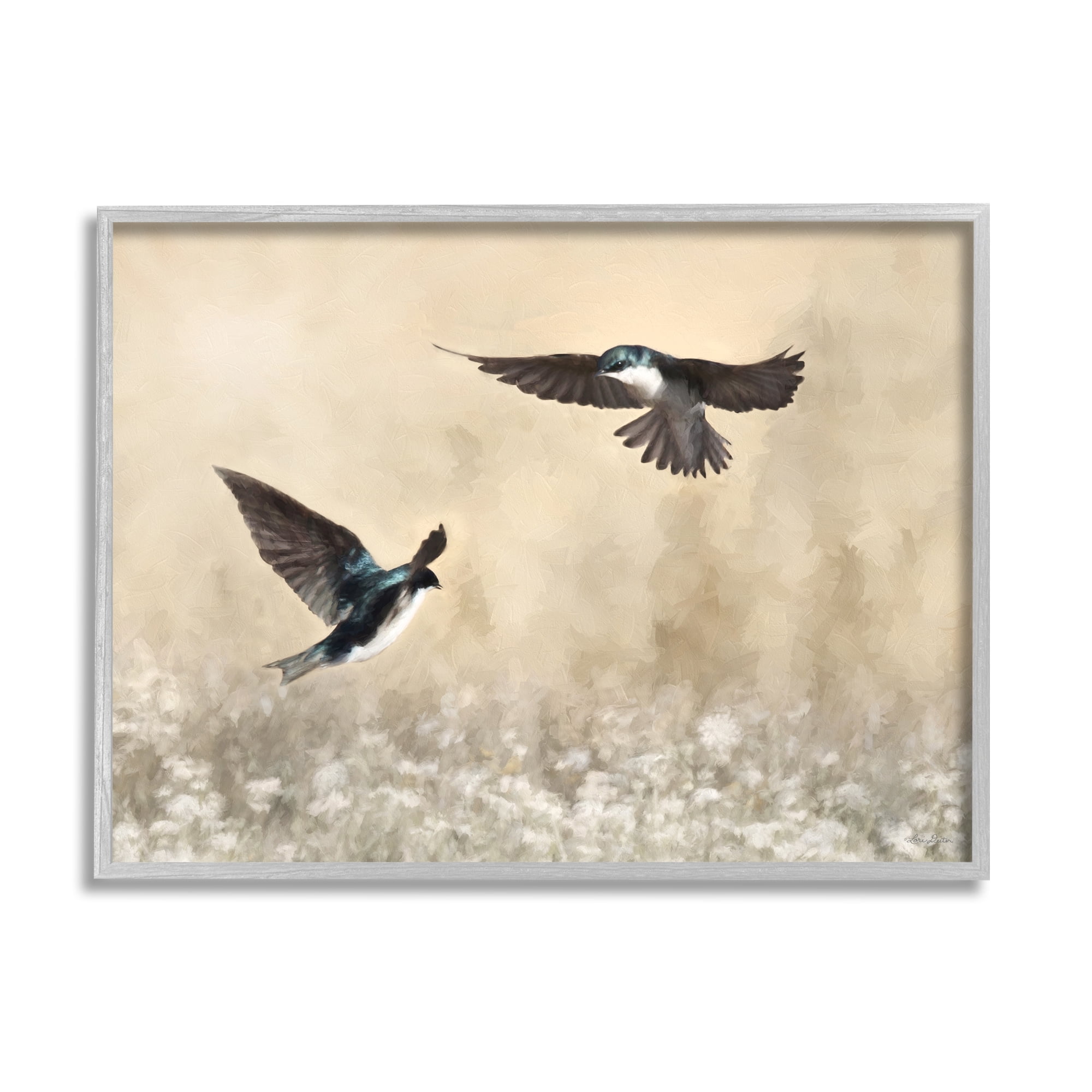 Stupell Two Birds Flying Nature Wildlife Animals & Insects Photography Gray Framed Art Print Wall Art