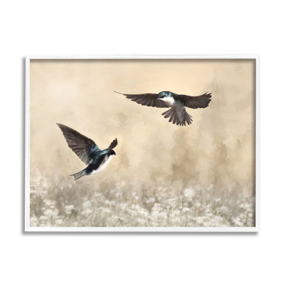 Stupell Two Birds Flying Nature Wildlife Animals & Insects Photography White Framed Art Print Wall Art