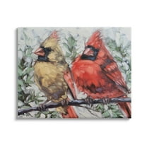 Stupell Two Cardinals Perched Winter Trees Animals & Insects Painting Gallery Wrapped Canvas Print Wall Art