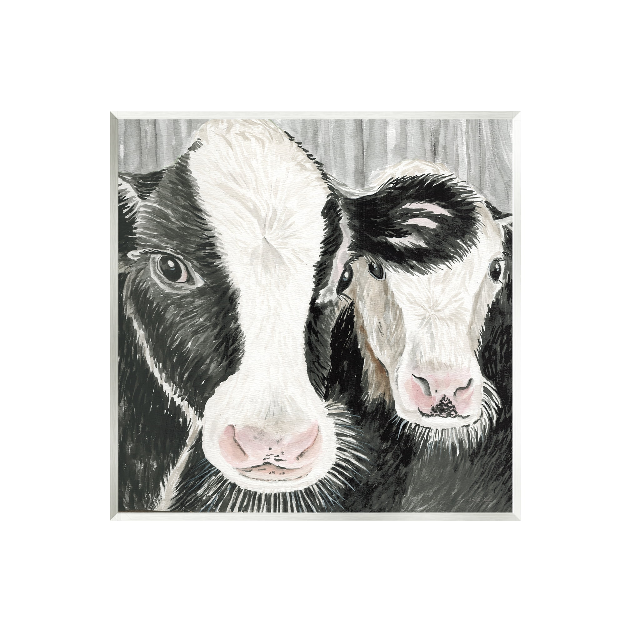 Stupell Two Farm Cows Country Portrait Animals & Insects Painting Wall Plaque Unframed Art Print Wall Art