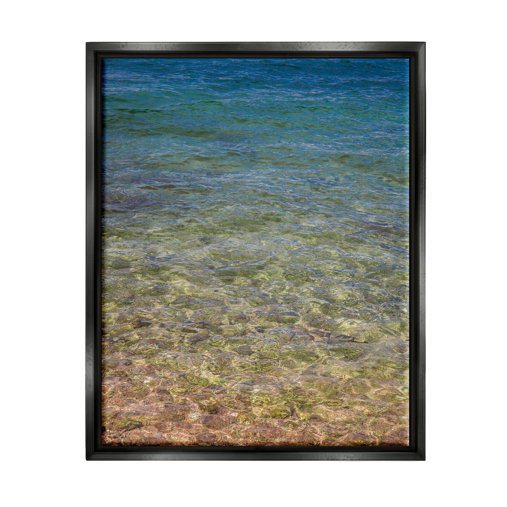 Stupell Underwater Clear Sea Floor Ripples Landscape Photography Black Floater Framed Art Print Wall Art