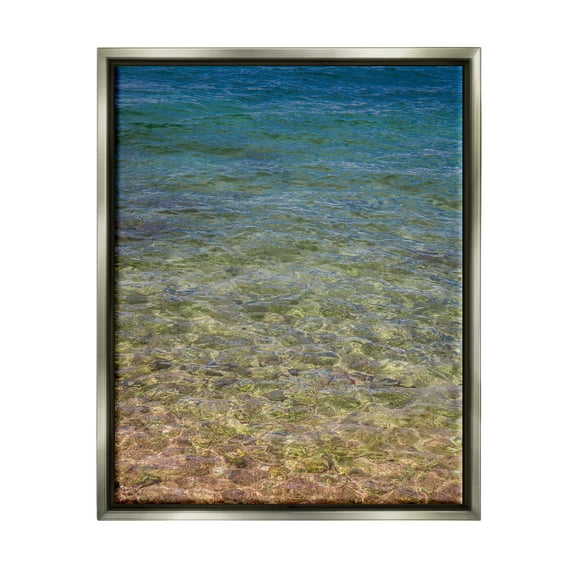 Stupell Underwater Clear Sea Floor Ripples Landscape Photography Gray Floater Framed Art Print Wall Art
