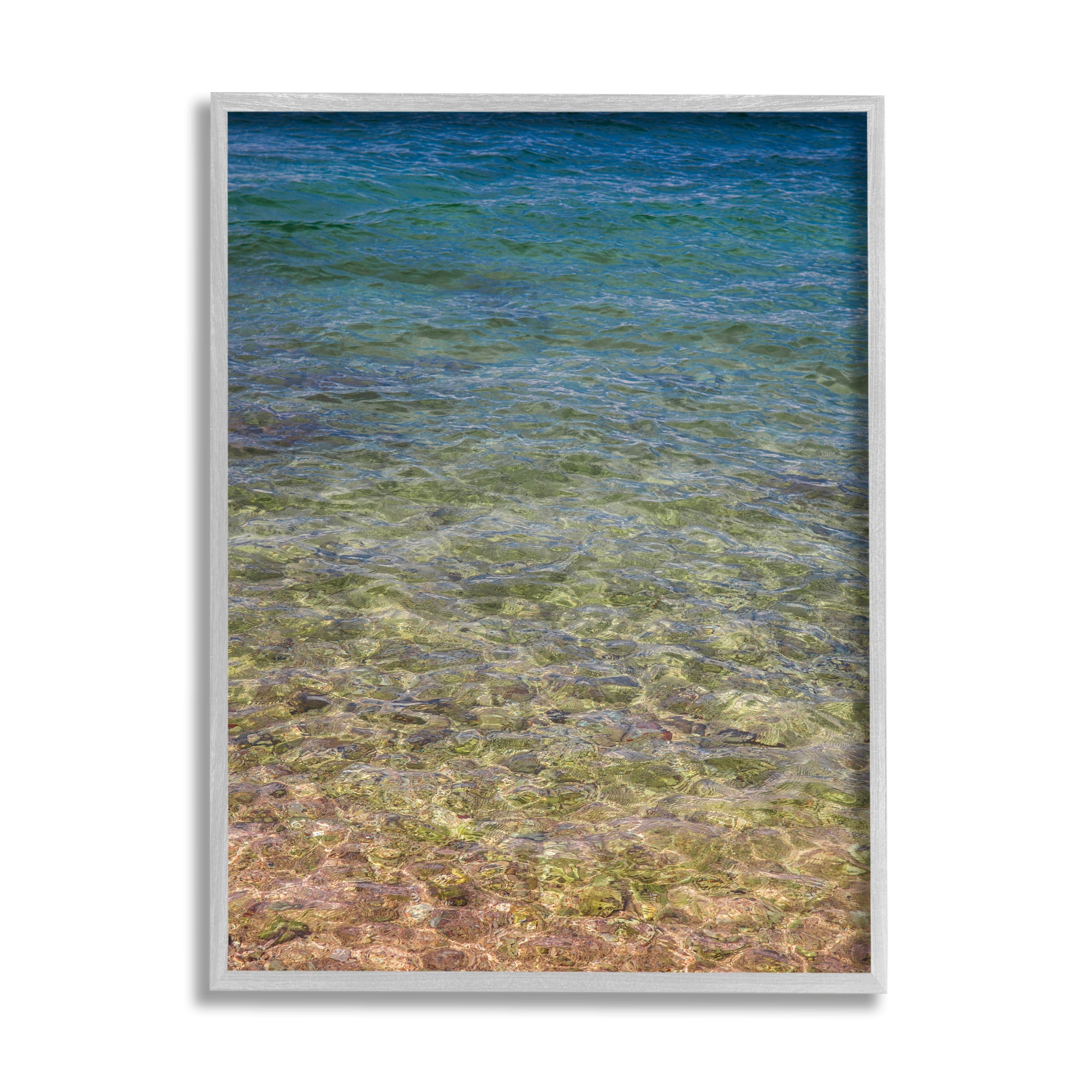 Stupell Underwater Clear Sea Floor Ripples Landscape Photography Gray Framed Art Print Wall Art