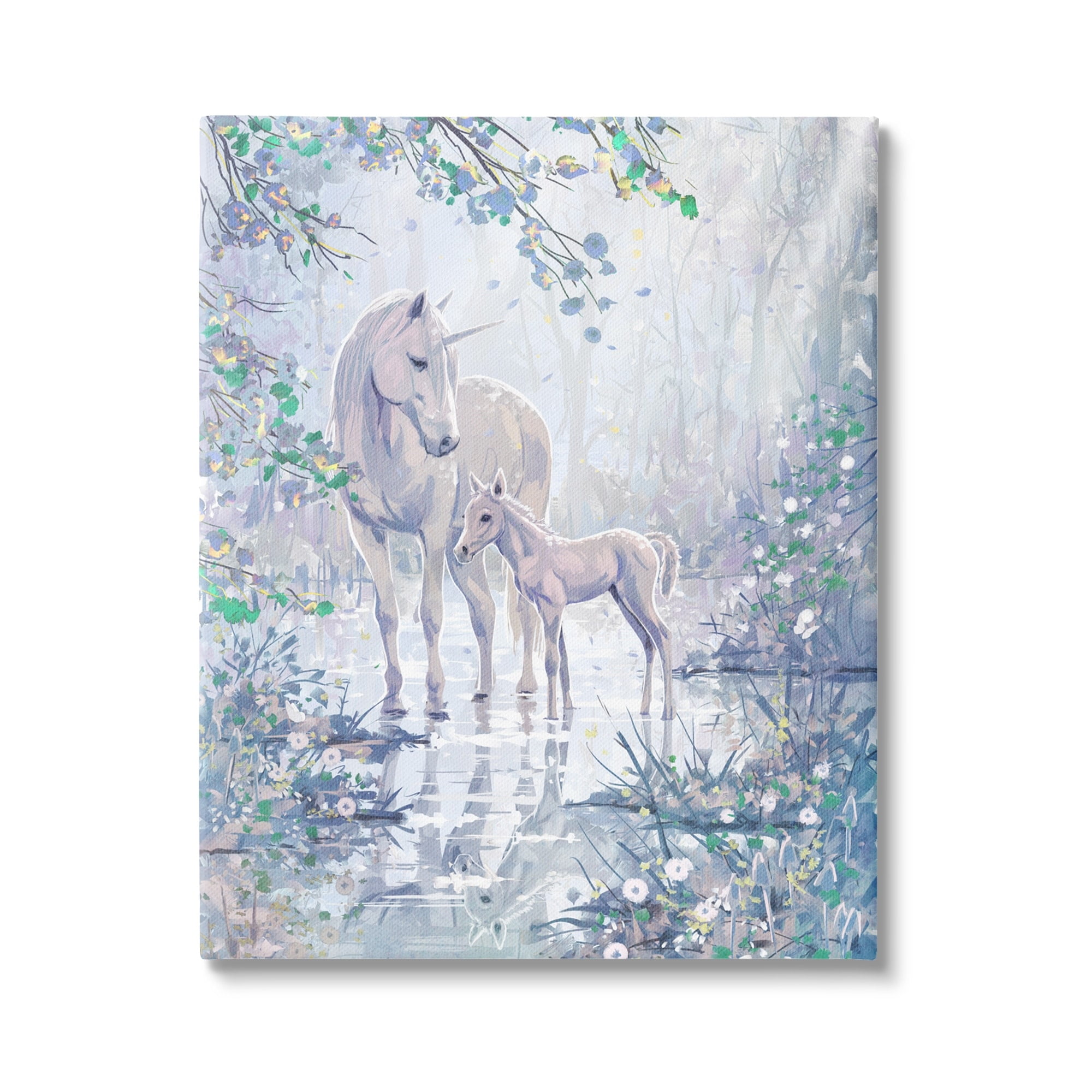Stupell Unicorn Magical Forest Meadow Fairy Tales & Fantasy Painting Gallery Wrapped Canvas Print Wall Art