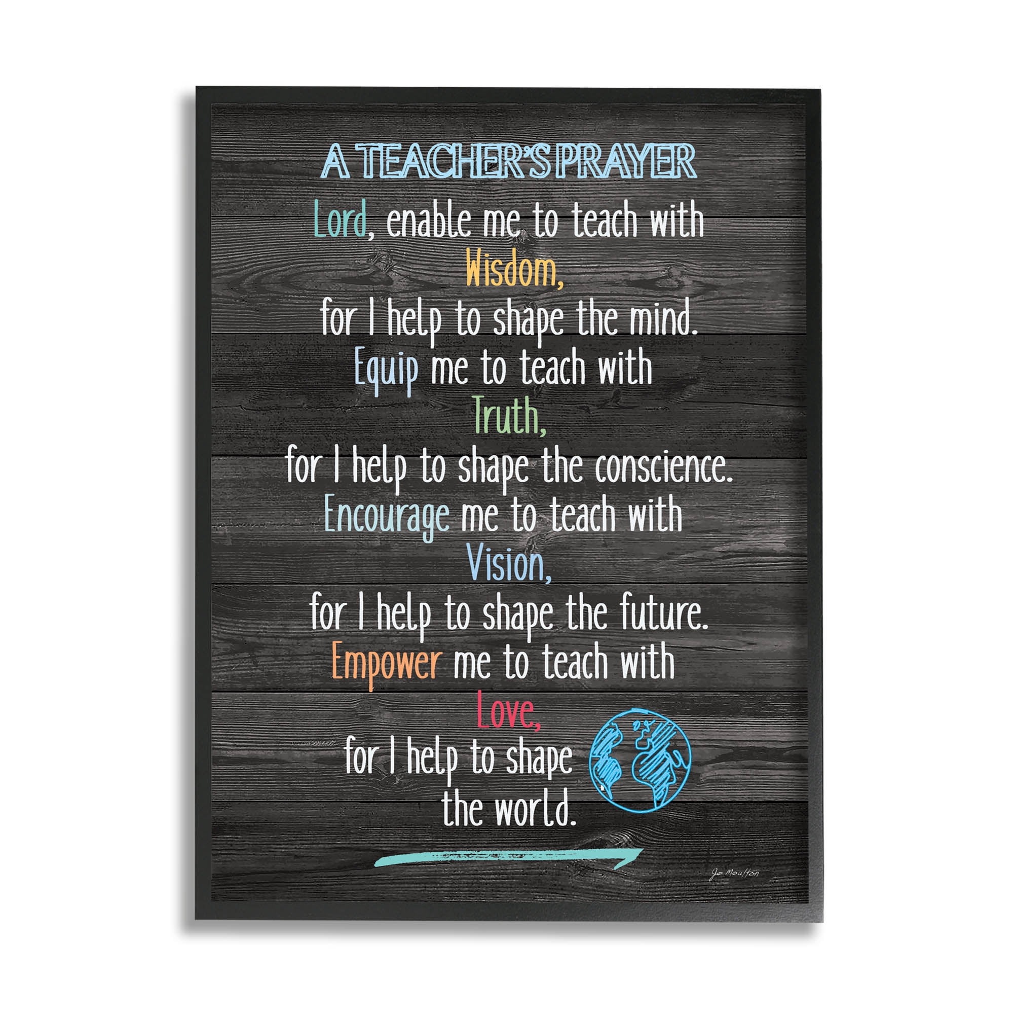 Stupell Uplifting Teacher's Prayer Spiritual Inspirational Painting Black Framed Art Print Wall Art