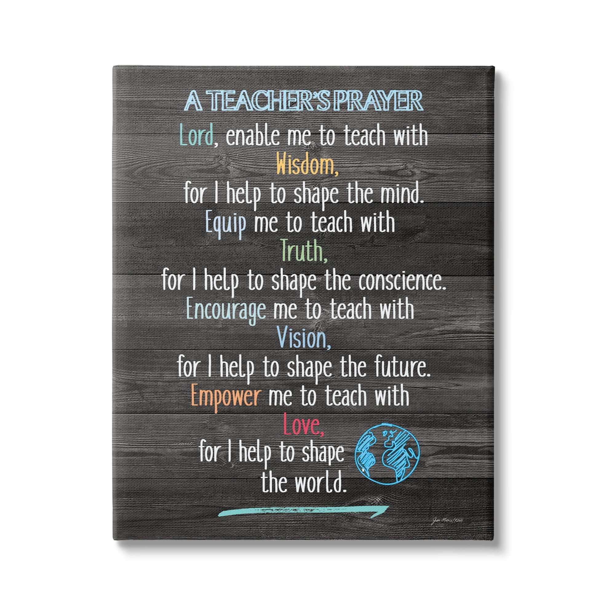 Stupell Uplifting Teacher's Prayer Spiritual Inspirational Painting Gallery Wrapped Canvas Print Wall Art