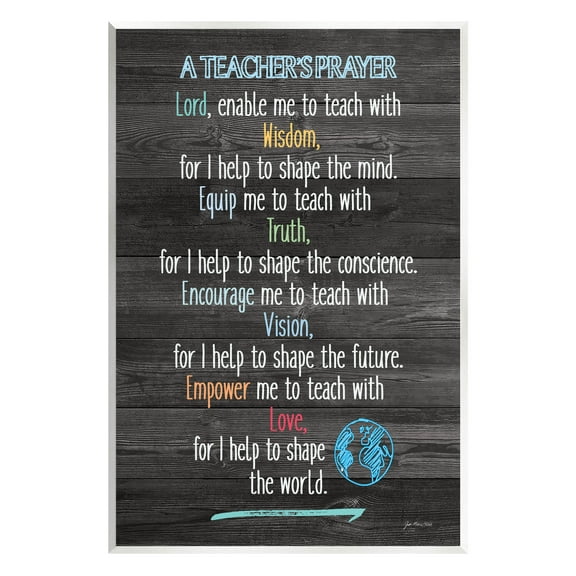 Stupell Uplifting Teacher's Prayer Spiritual Inspirational Painting Wall Plaque Unframed Art Print Wall Art