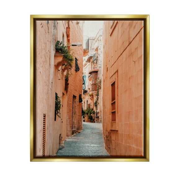 Stupell Urban Alley Path Photography Town & City Photography Gold Floater Framed Art Print Wall Art
