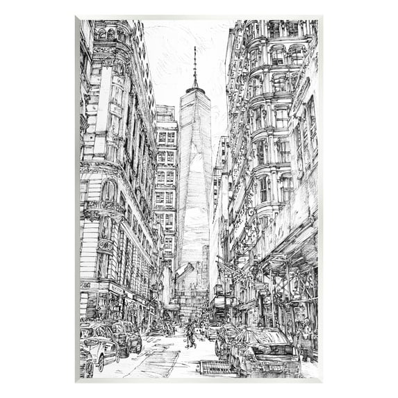 Stupell Urban City Metropolis One World Trade Center Travel & Places Drawing Wall Plaque Unframed Art Print Wall Art